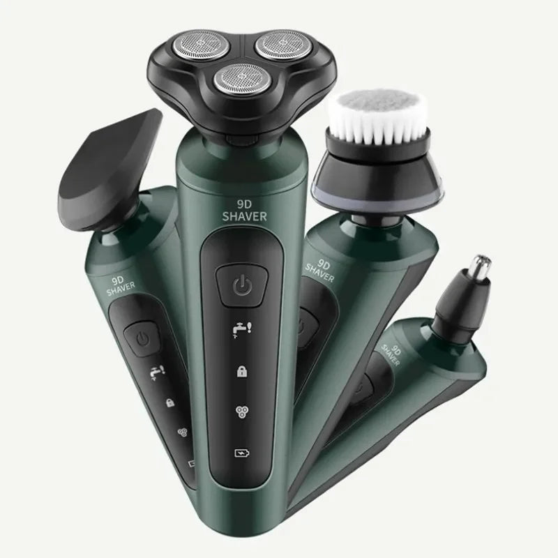 Waterproof Electric Shaver for Men: Rechargeable Rotary Trimmer