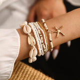 Rice Beads Starfish Pendant Bracelet