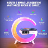4-in-1 Clock: Wireless Charger Pad, Speaker, TF RGB Night Light, and 15W Fast Charging Station for iPhone, Samsung, Xiaomi, Huawei