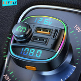 Bluetooth 5.0 FM Transmitter: Handsfree Car MP3 Player