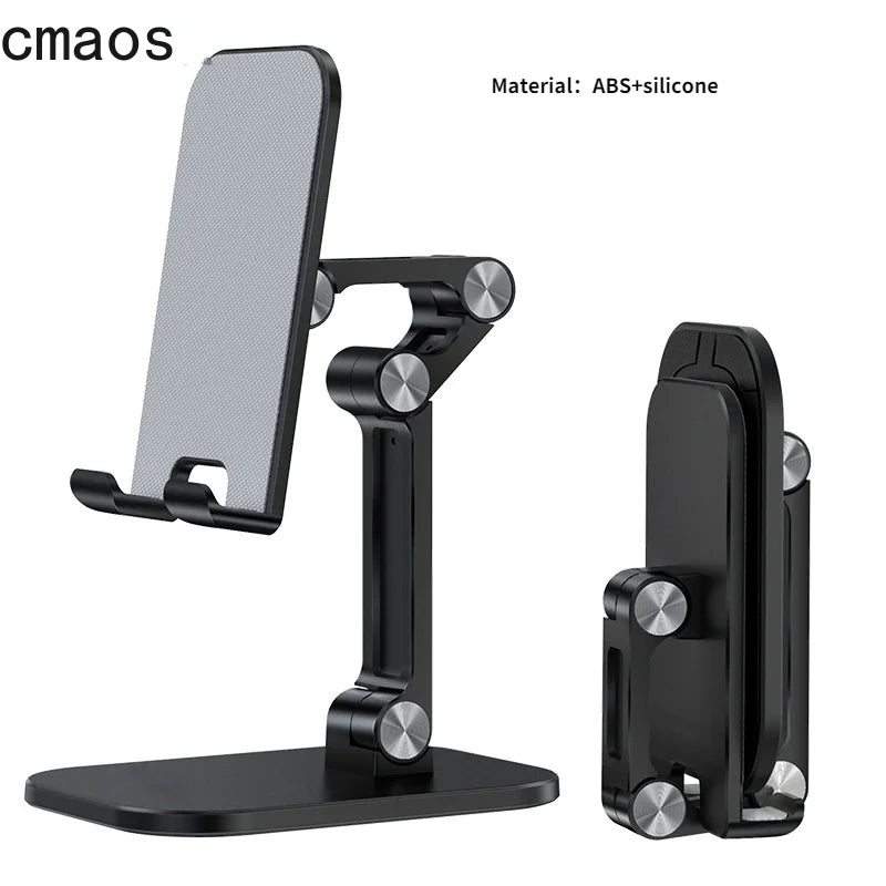 Adjustable Three-Section Foldable Desk Phone Holder: Flexible Mobile Stand for iPhone, iPad, Tablet - Ideal for Desktop or Tabletop Use