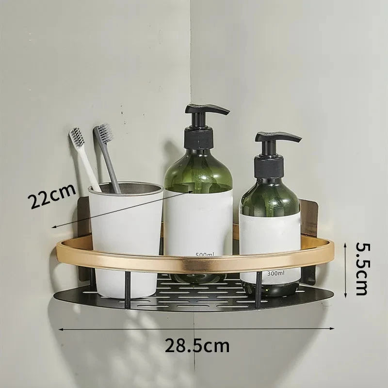 Aluminum Bathroom Shelf: No-Drill Shower Organizer