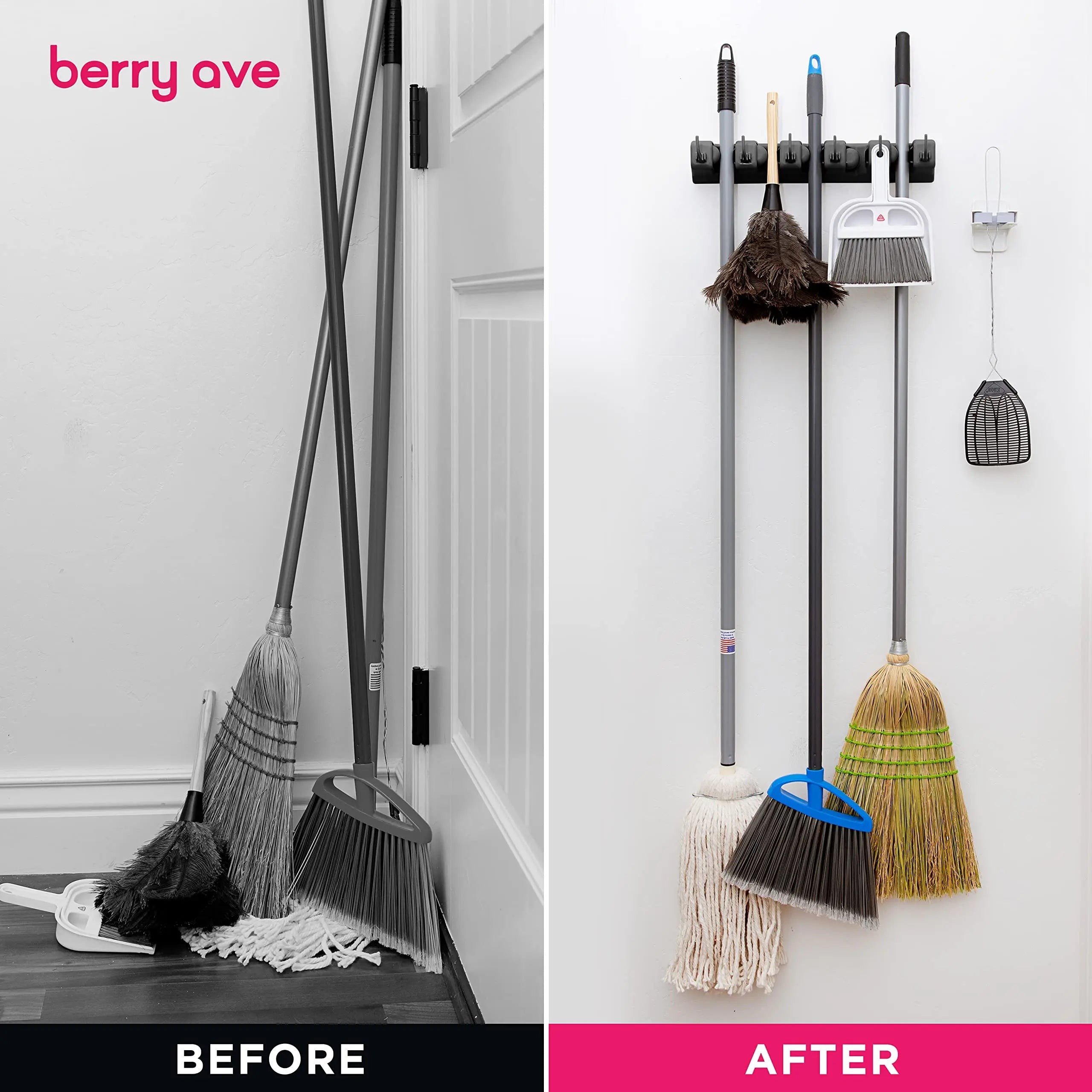 Multi-Functional Wall-Mounted Mop Holder: Organize with Ease