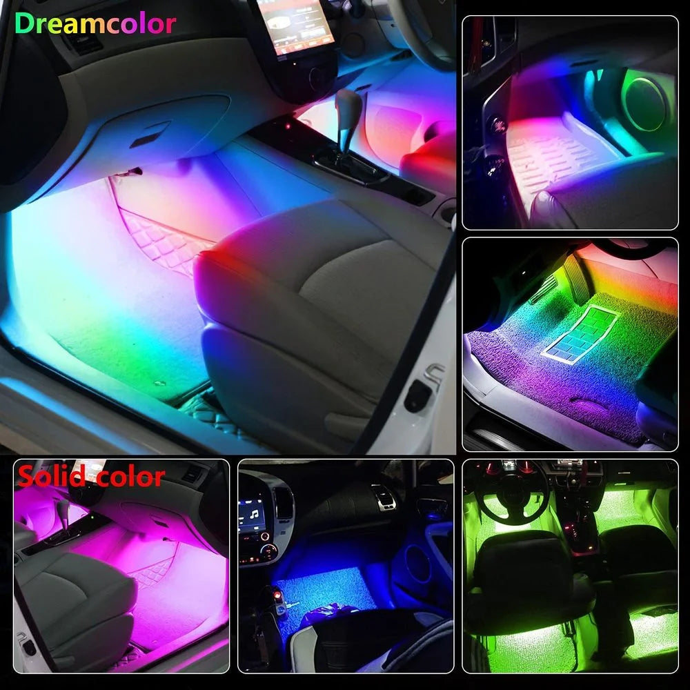 LED Car Interior Light Kit: Remote-Controlled RGB Lamps