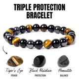 Obsidian Hematite Tiger Eye Bracelet: Magnetic Health Protection