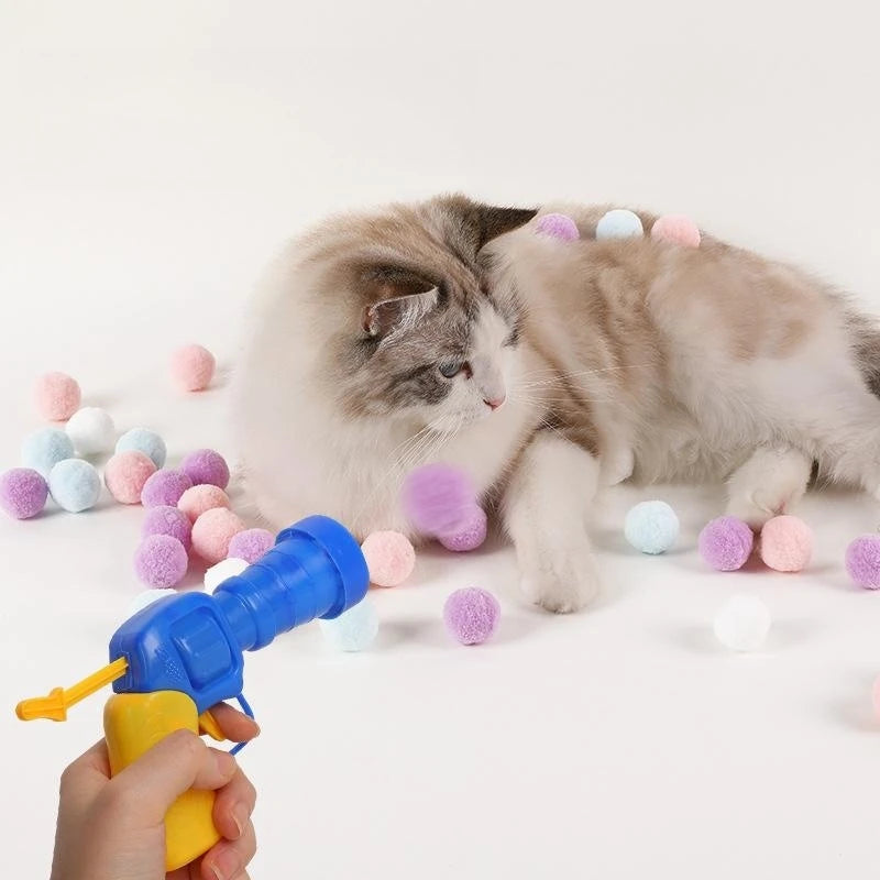 Cat Plush Ball Shooting Gun Silent Toy