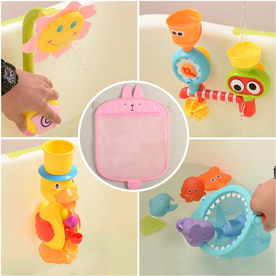 Organize Bathtime Fun: QWZ Baby Bathroom Mesh Bag with Cartoon Animal Shapes