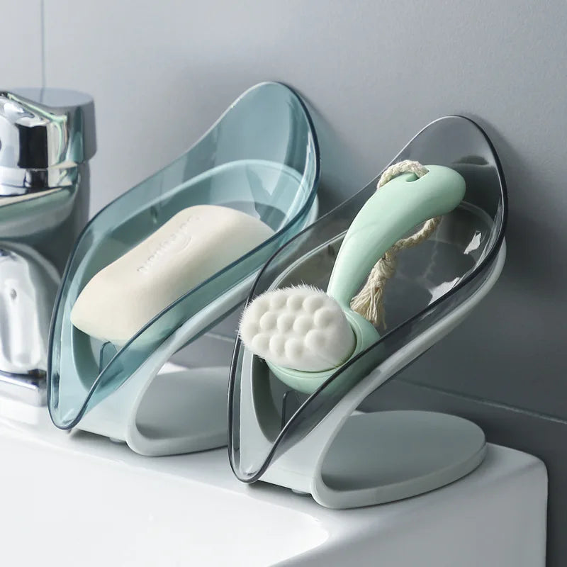 Bathroom Soap Dish with Suction Cup: Leaf Shape Soap Holder