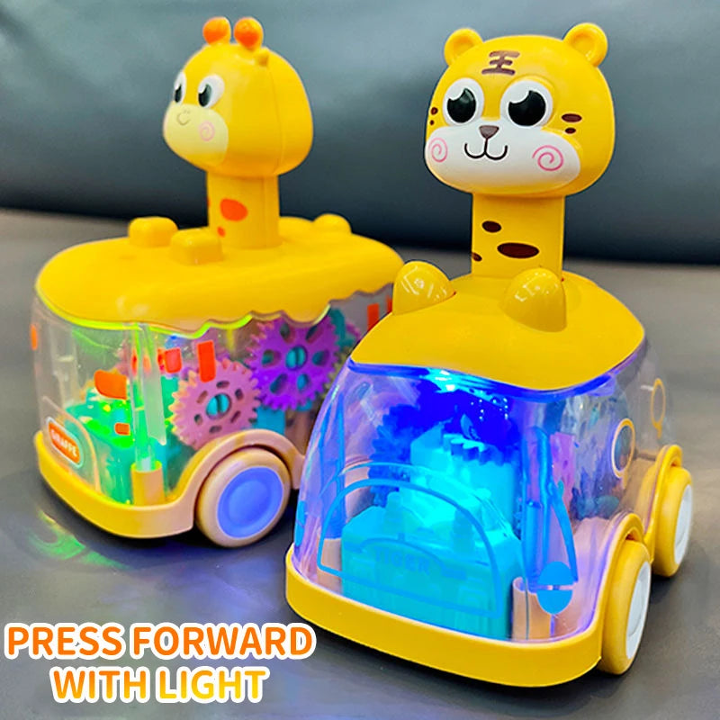 Press Gear Pull Back Toy Car: Animal Puzzle Fun for Kids