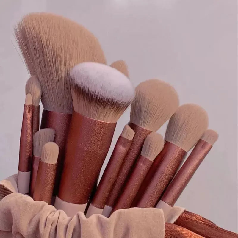 13-Piece Makeup Brush Set: Essential Beauty Tools with Bag
