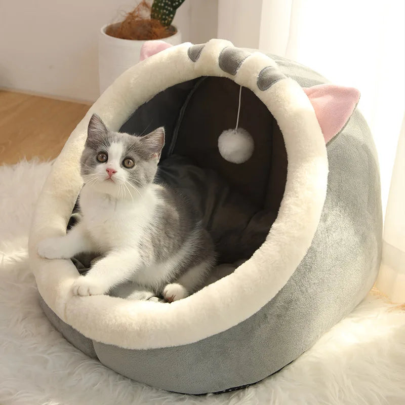 Cozy Retreat: Self-Warming Pet Tent Cave Bed for Cats and Small Dogs