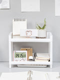 Double Layer Desktop Storage Rack: White Organizer