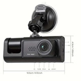 Dash Cam with IR Night Vision: Triple-Camera Surveillance!