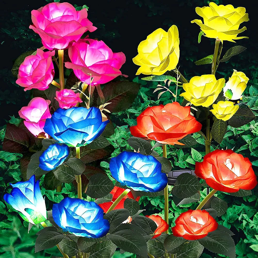 5-Head Solar Rose Flower Garden Lights
