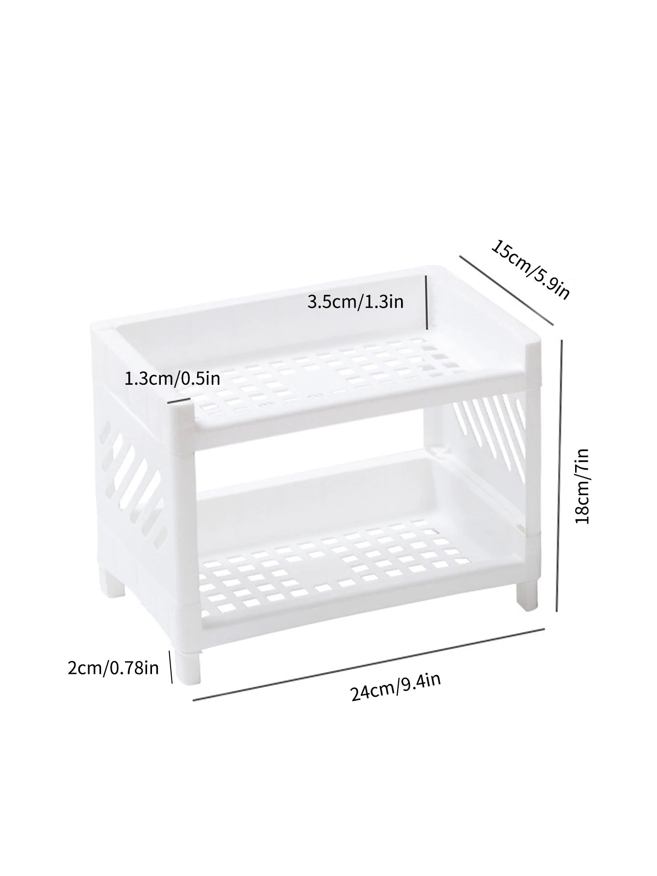 Double Layer Desktop Storage Rack: White Organizer