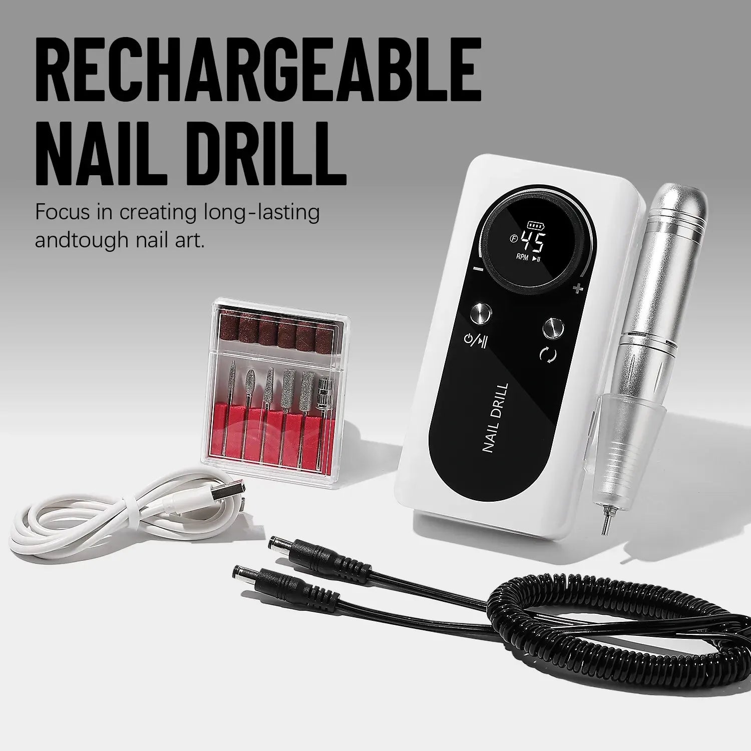 45000RPM Nail Drill: Electric Portable Nail File