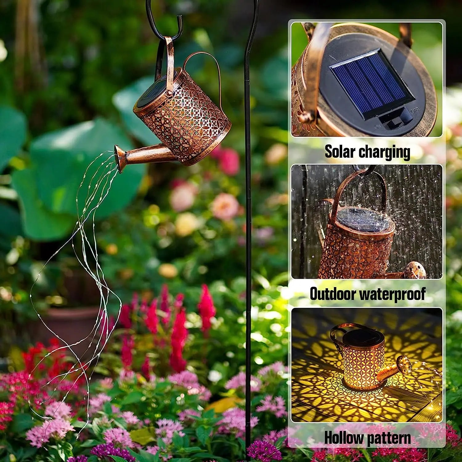 Solar Watering Can: Illuminate Your Garden with Cascading Light