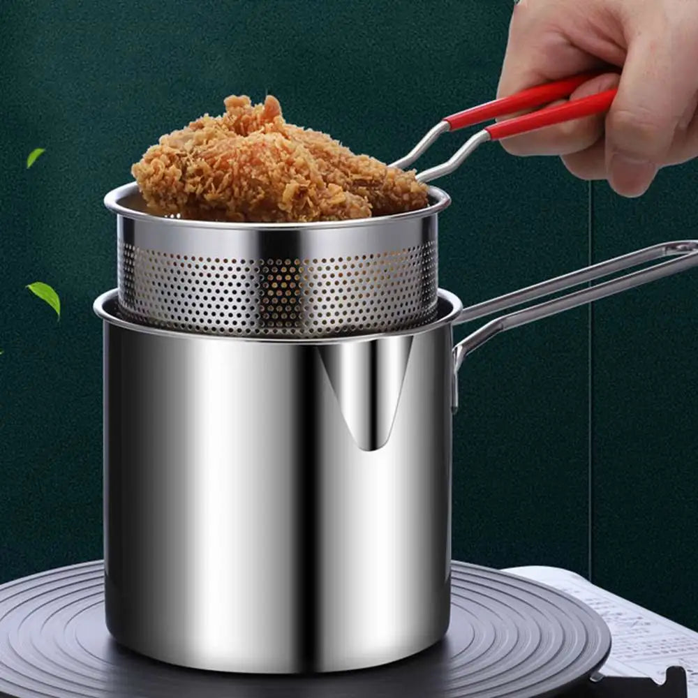  Crispy Delights Await: Stainless Steel Deep Frying Pot with Strainer 