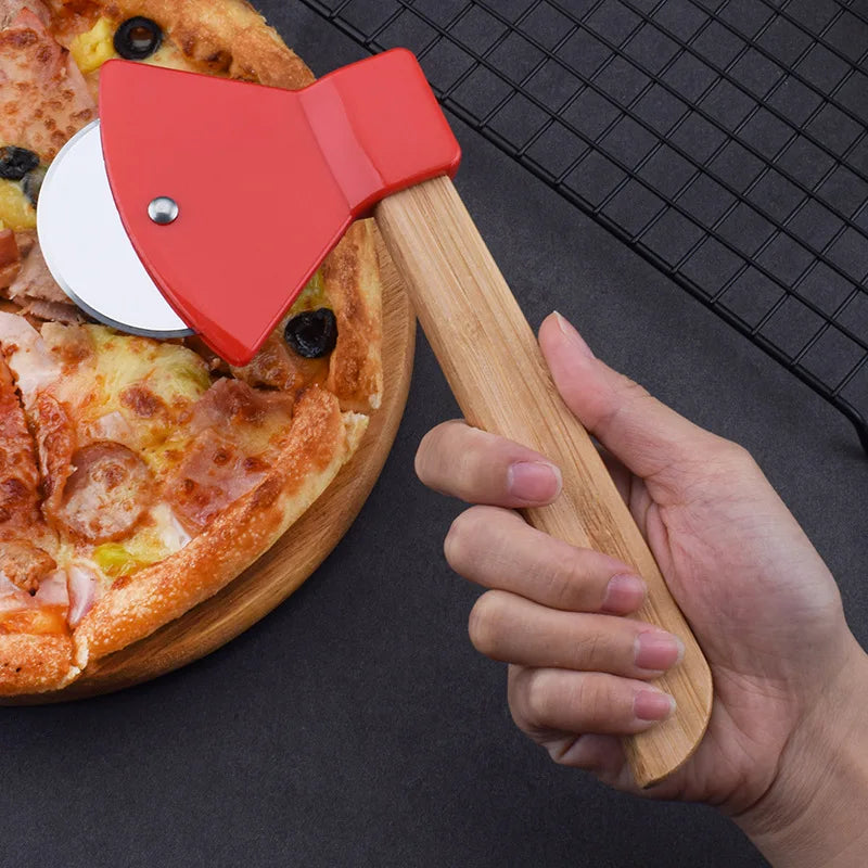 Axe Bamboo Handle Pizza Cutter - easynow.com