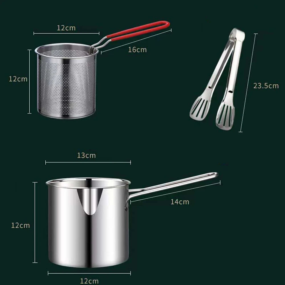 Crispy Delights Await: Stainless Steel Deep Frying Pot with Strainer