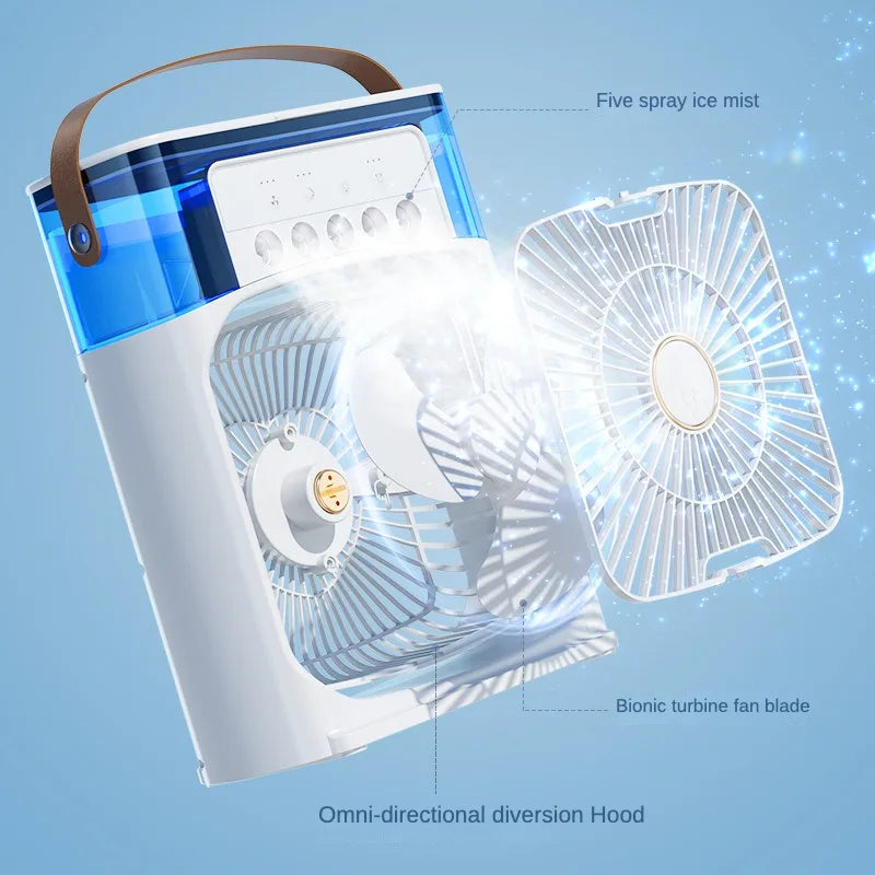 Portable Air Cooler: Hydrocooling Humidifier Fan with Adjustable Airflow