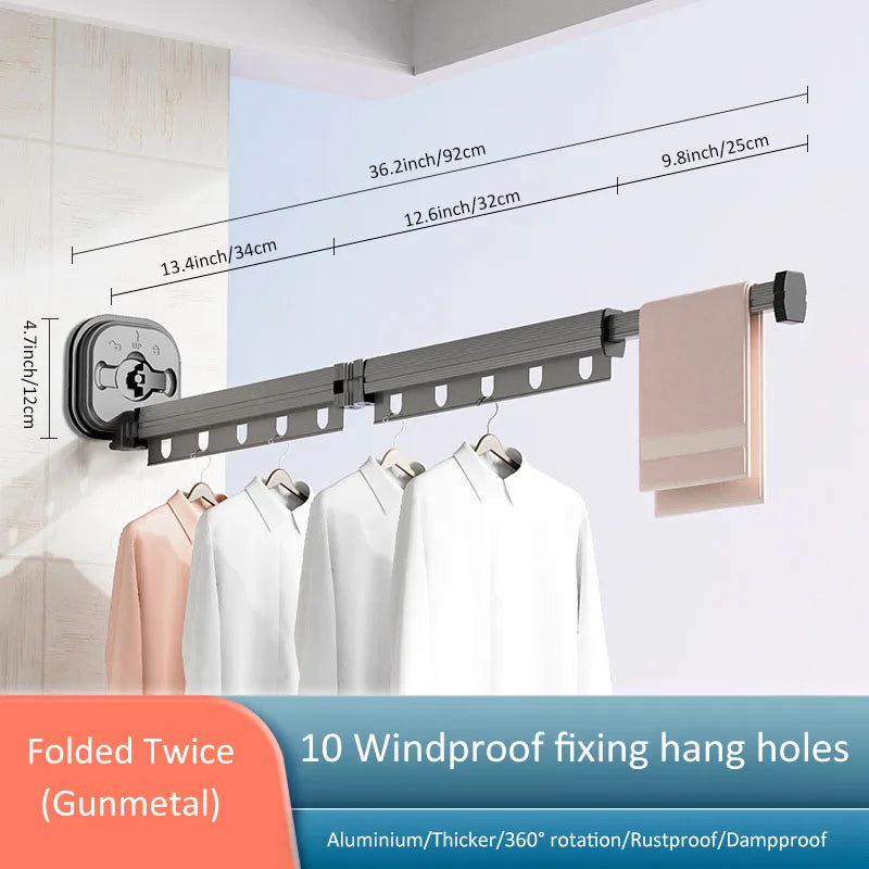 No-Drill Wall-Mounted Drying Rack: Retractable Hanger