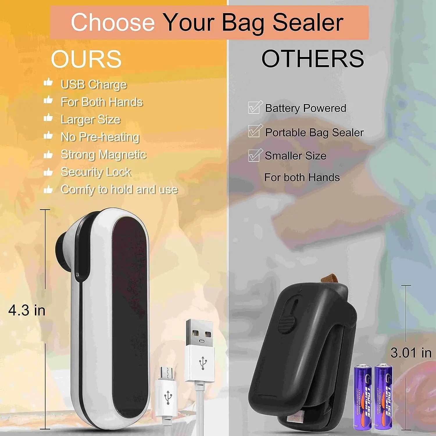 Rechargeable 2 In 1 Bag Mini Heat Sealer - easynow.com
