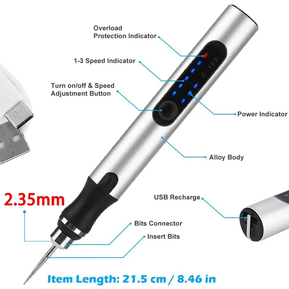 USB Cordless Rotary Tool Kit: DIY Engraving Pen