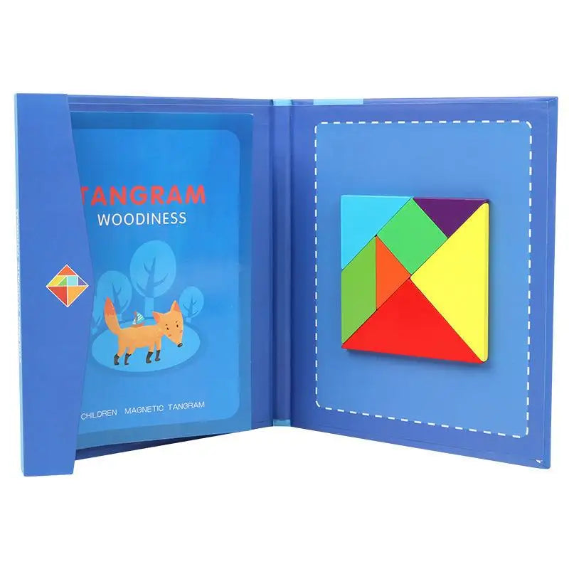 Wooden Magnetic Tangram Puzzle Book: Educational Fun for Kids!