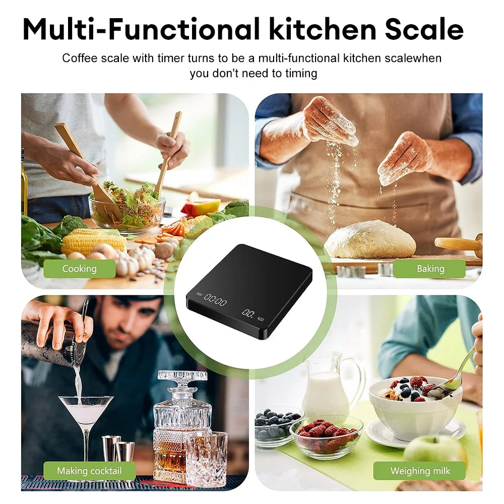 Precision Coffee Scale with Timer: USB Charging