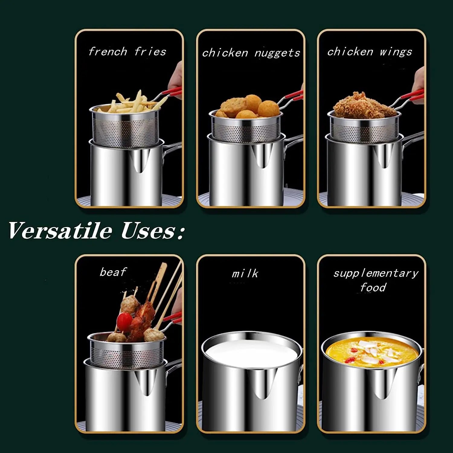 Crispy Delights Await: Stainless Steel Deep Frying Pot with Strainer