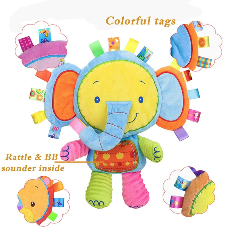 Elephant Plush Bell Toy: Sensory Baby Lovey