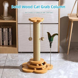 Playful Cat Entertainment: Solid Wood Turntable Toy with Scratching Board