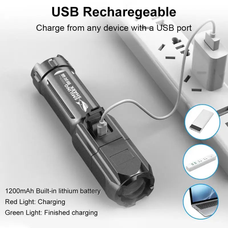 Rechargeable USB LED Flashlight: Powerful 100000 Lumens