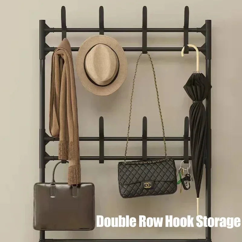 Multi-Layer Doorway Shoe Rack & Coat Hanger