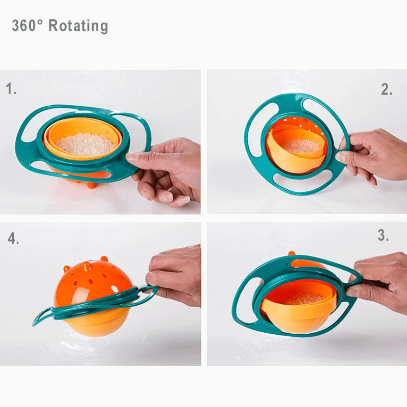 360 Rotate Spill-Proof Gyro Bowl