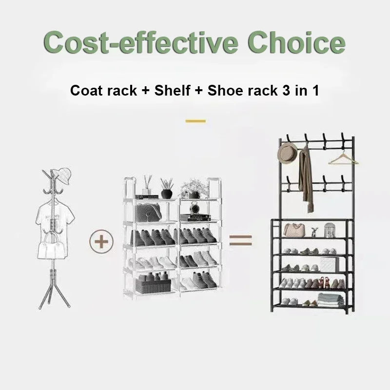 Multi-Layer Doorway Shoe Rack & Coat Hanger