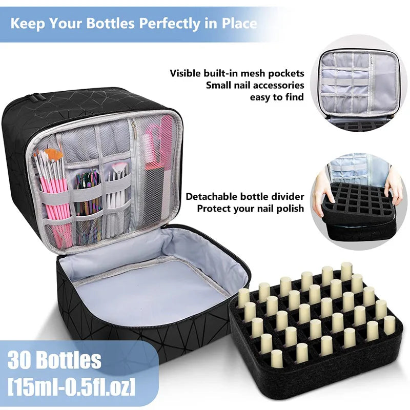 Travel-Friendly Nail Polish Storage Bag: Portable Organizer with Handle