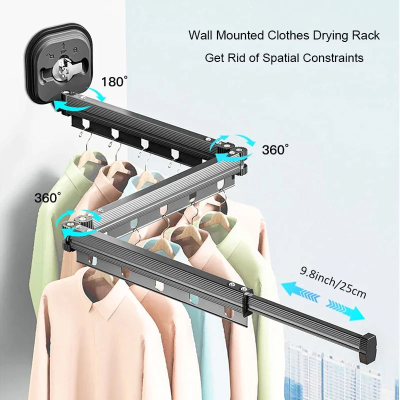  No-Drill Wall-Mounted Drying Rack: Retractable Hanger