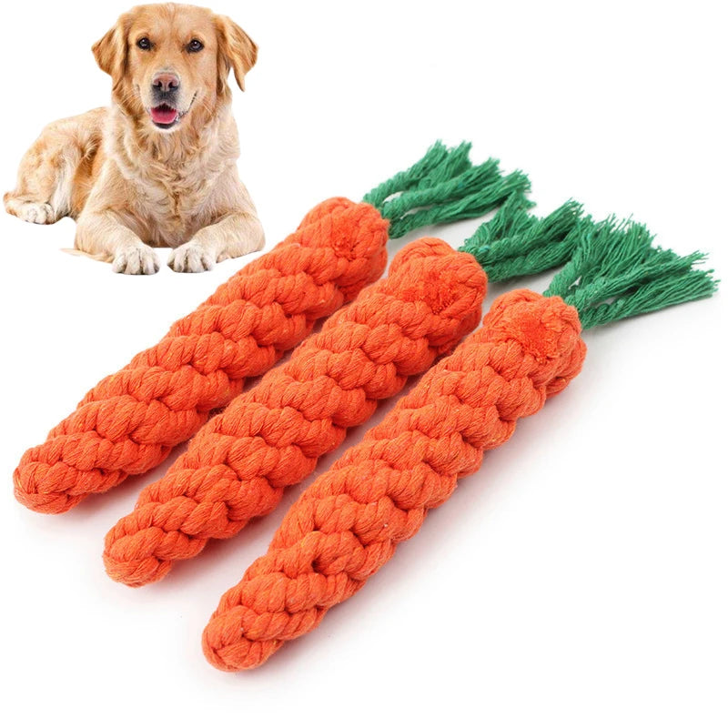 Pup's Playtime Essential: Carrot Knot Rope Ball Dog Chew Toy