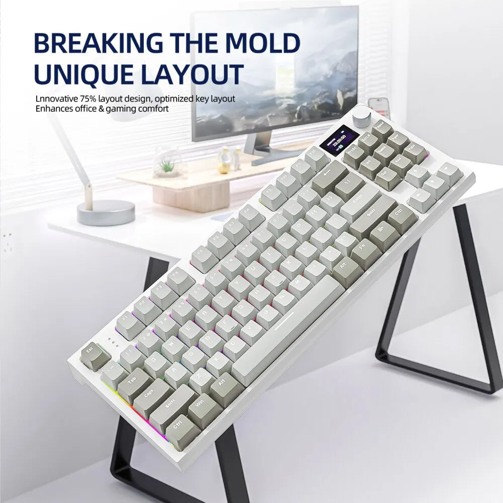 K86 Wireless Hot-Swappable Mechanical Keyboard: Bluetooth/2.4G, Display Screen, Volume Rotary Button
