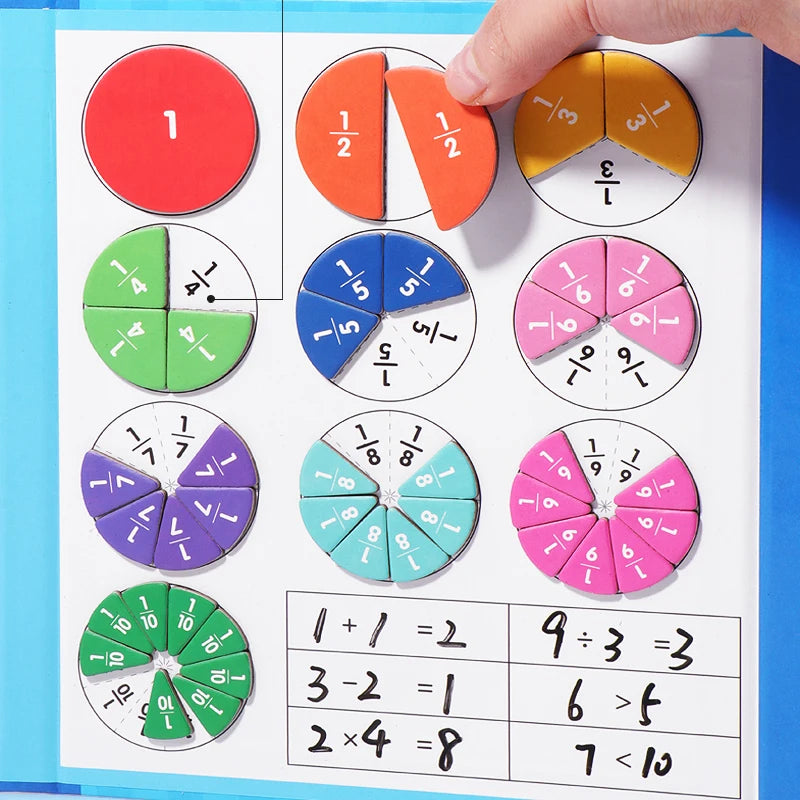 Explore Fractions with Magnetic Wooden Book Set!