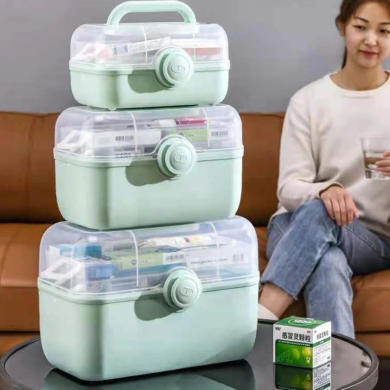 Large Capacity Family Medicine Organizer Box Portable First Aid Kit Medicine Storage Boxes Organizers Plastic Organizing Home