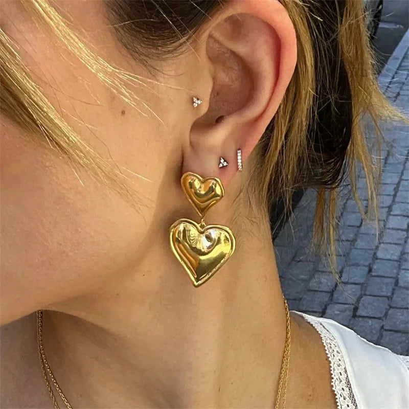 Double Heart Shaped Earrings