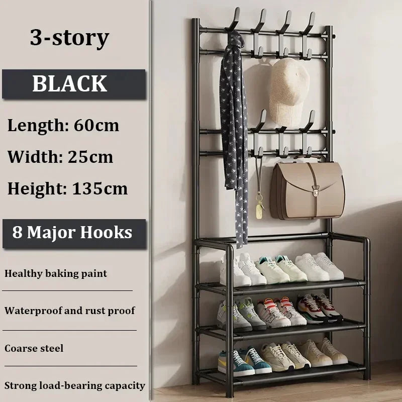 Multi-Layer Doorway Shoe Rack & Coat Hanger