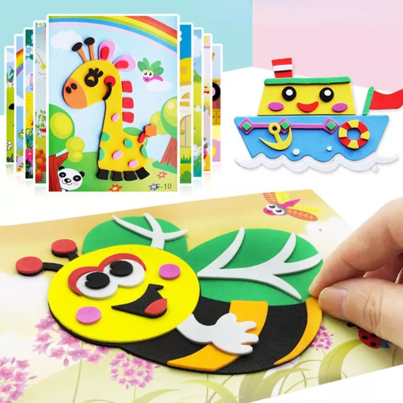  DIY Cartoon Animal Foam Sticker Puzzle: Creative Learning Fun!