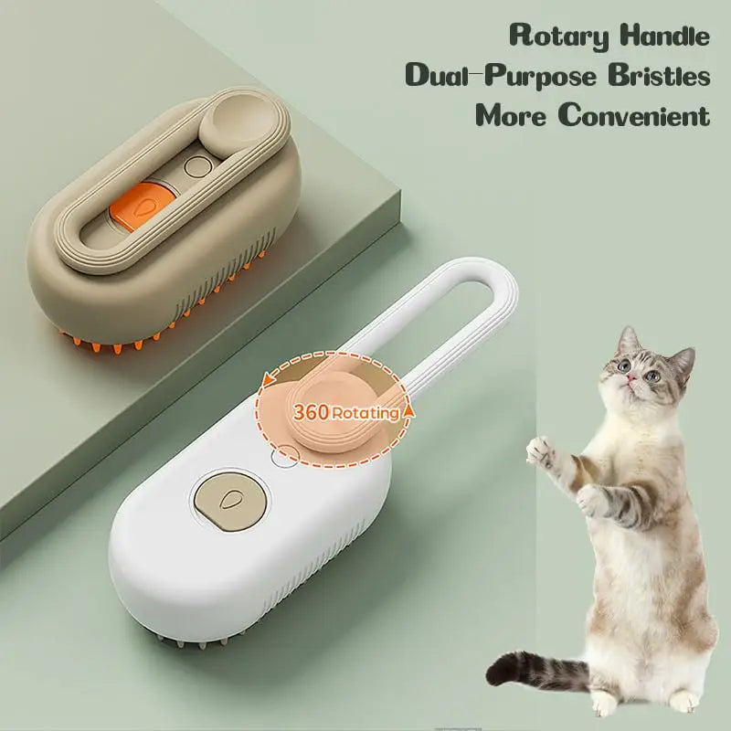 3-in-1 Electric Steamy Pet Brush: Groom, Massage, and Detangle!