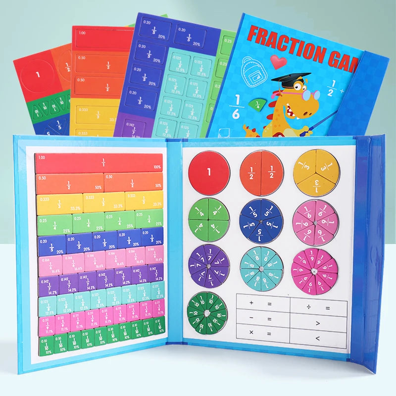 Explore Fractions with Magnetic Wooden Book Set!