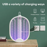 Portable USB Rechargeable Mosquito Killer: Foldable Electric Fly Swatter Trap with UV Light Bug Zapper - Powerful 3000V Insect Killer