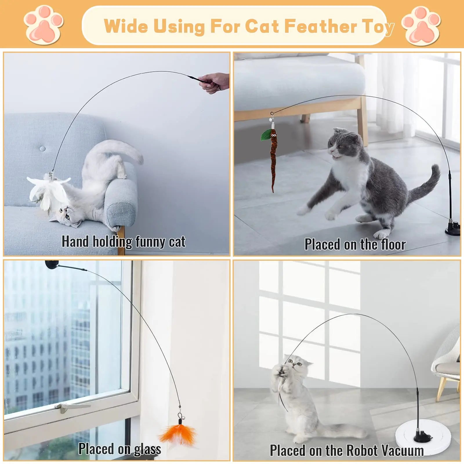 Feathers Wand Interactive Pets Toy - easynow.com